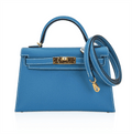 Hermès Mini Kelly Bleu Jean Epsom Gold Hardware