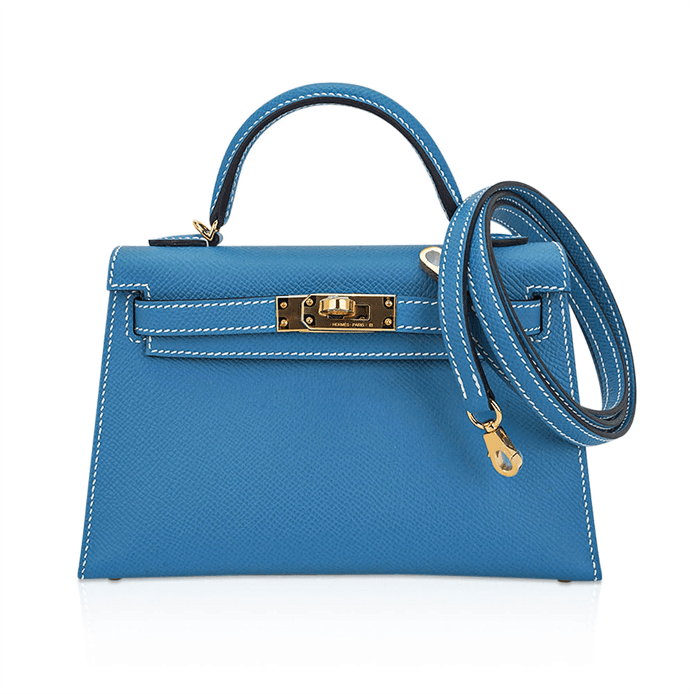 Hermès Mini Kelly Bleu Jean Epsom Gold Hardware