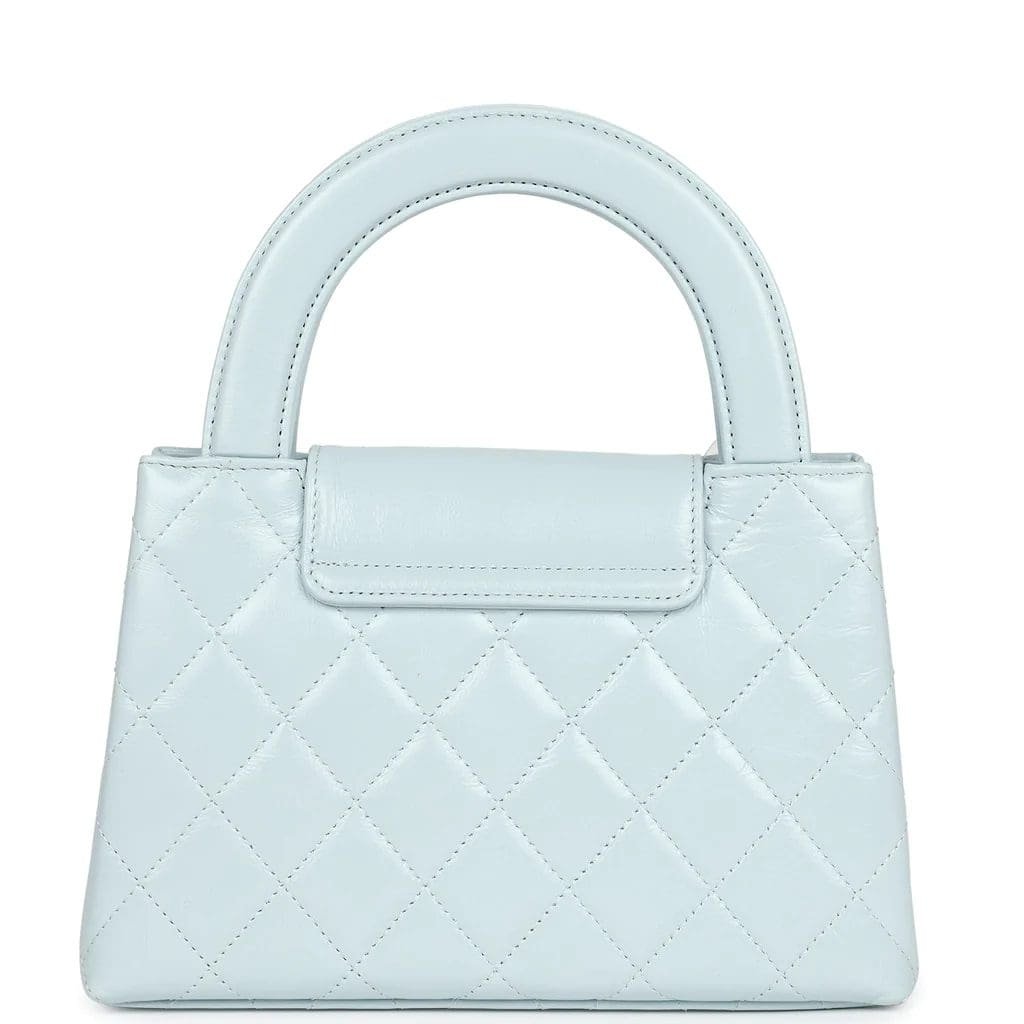 Chanel Small Kelly Shopper Light Blue Shiny Aged Calfskin Brushed Gold Hardware