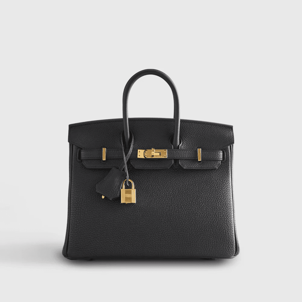 Hermès Noir Birkin 25 Togo Gold Hardware
