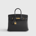 Hermès Noir Birkin 25 Togo Gold Hardware