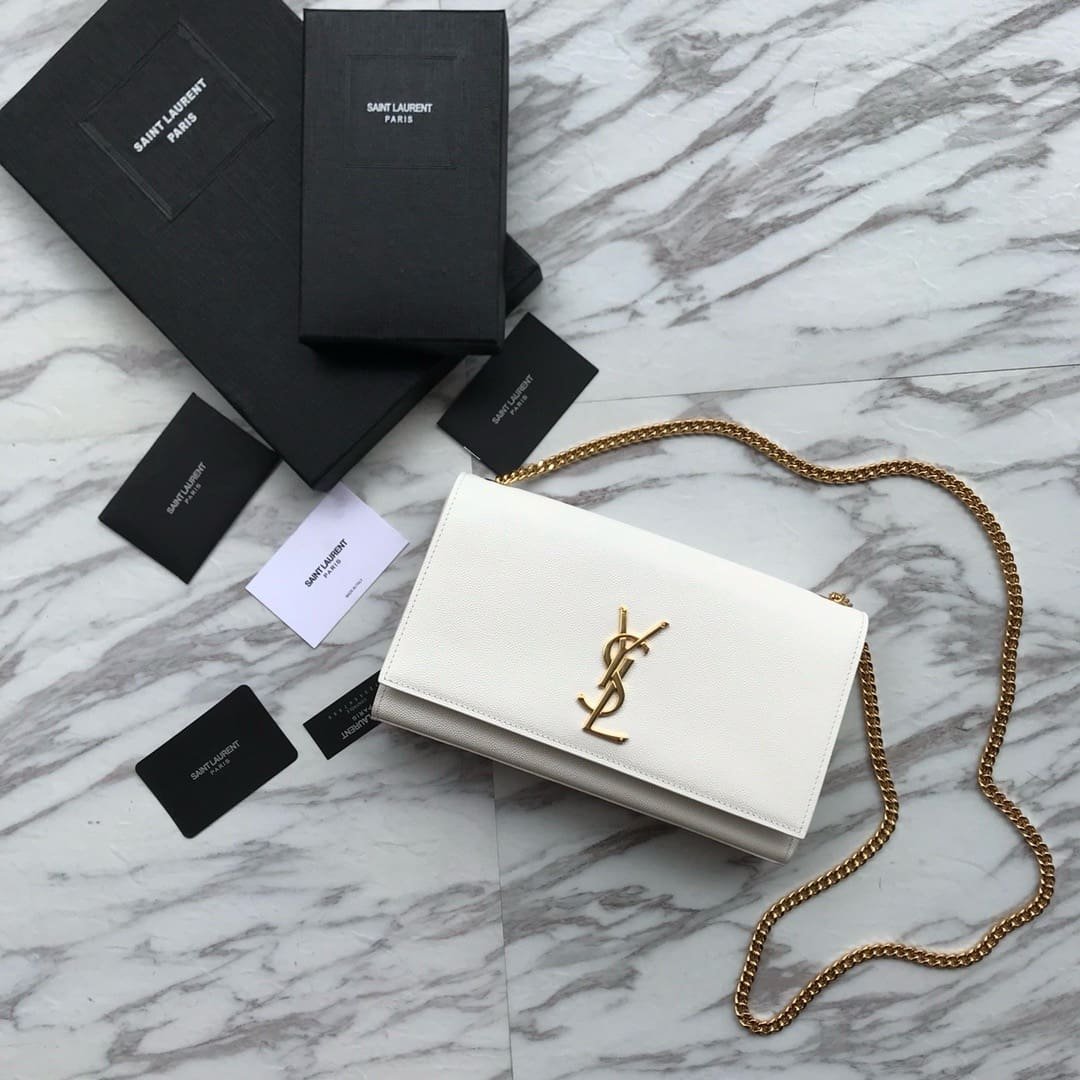 Saint Laurent  kate medium in grain de poudre embossed leather