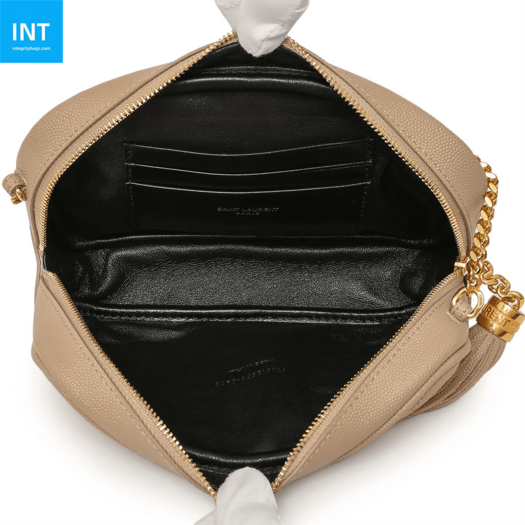 Saint Laurent Calfskin Matelasse Monogram Lou Camera Bag Dark Beige