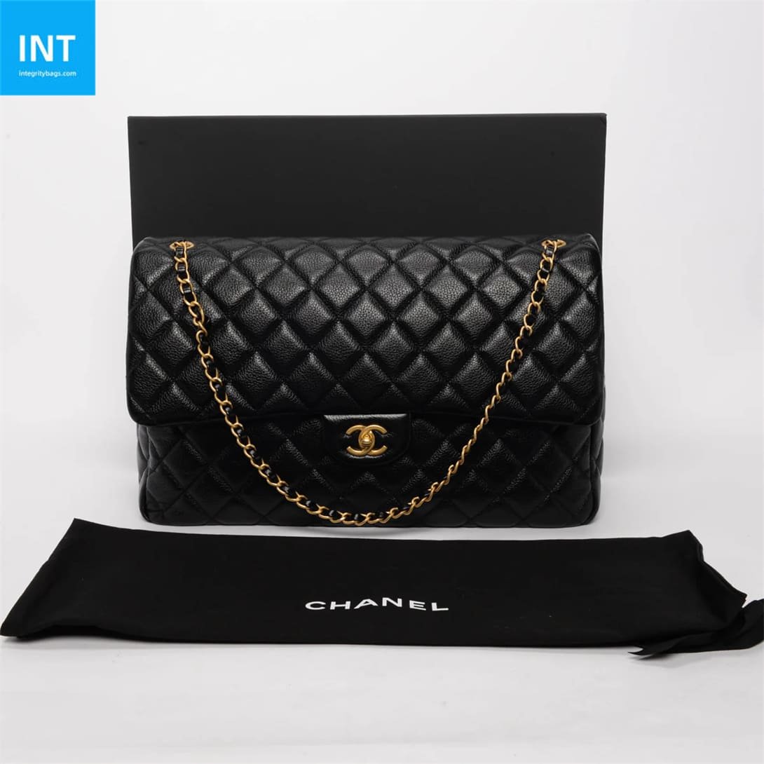 Chanel Black Quilted Caviar Small XXL Travel Flap Bag