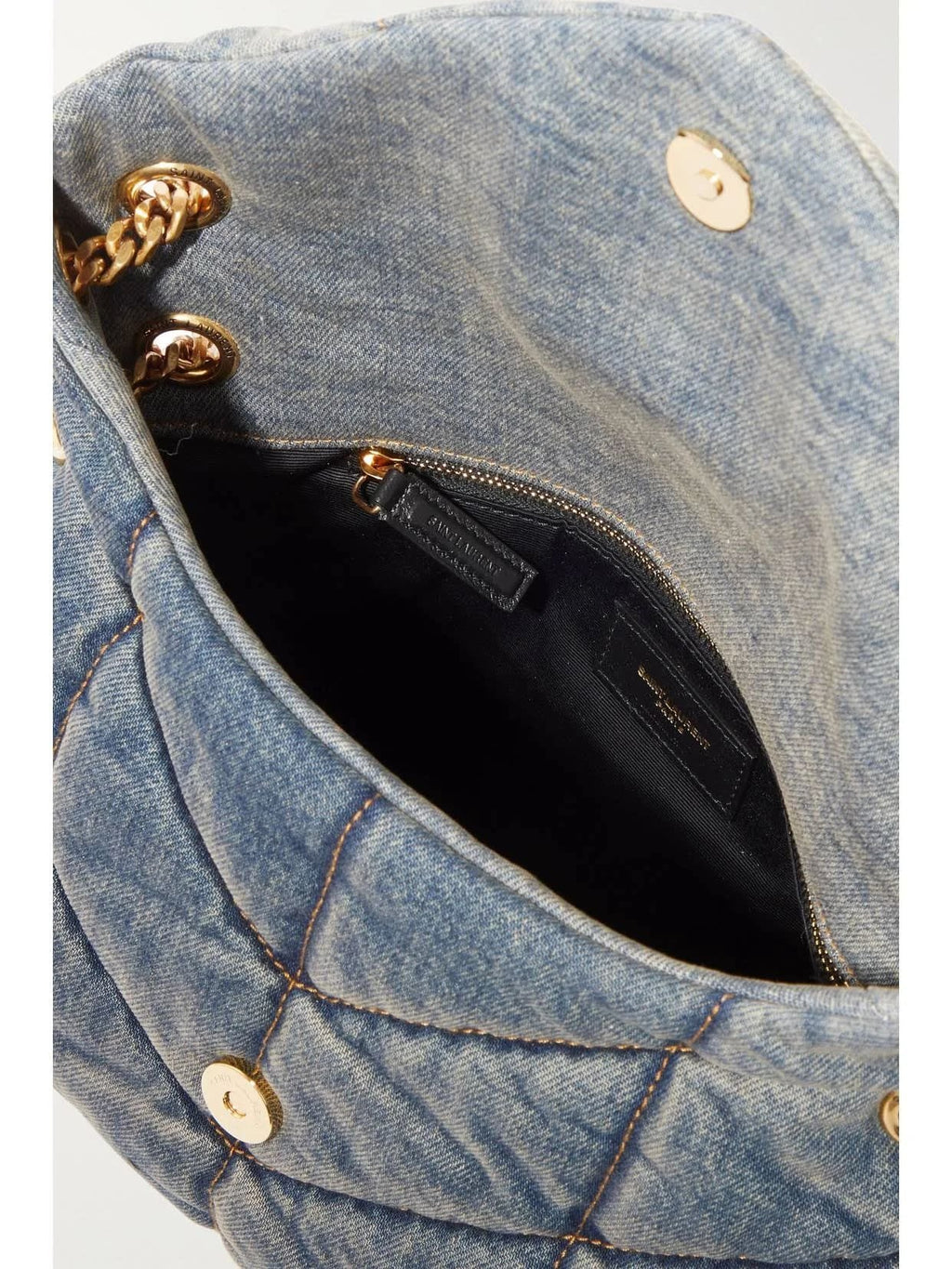 Saint Laurent Denim LouLou Puffer Bag