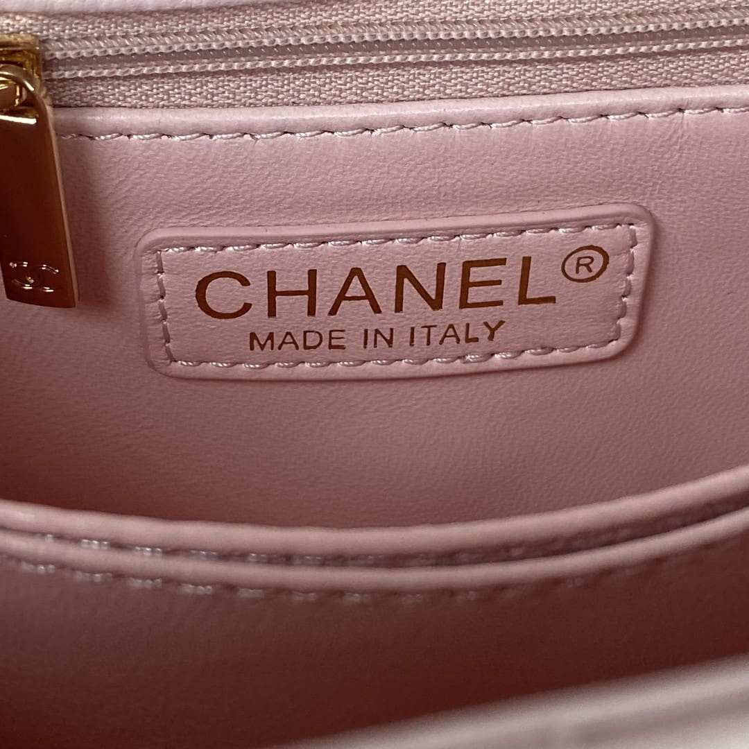 Chanel Pink Quilted Caviar Coco Top Handle Flap Bag Gold Hardware