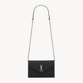 SAINT LAURENT CASSANDRE ENVELOPE CHAIN WALLET IN GRAIN DE POUDRE LEATHER