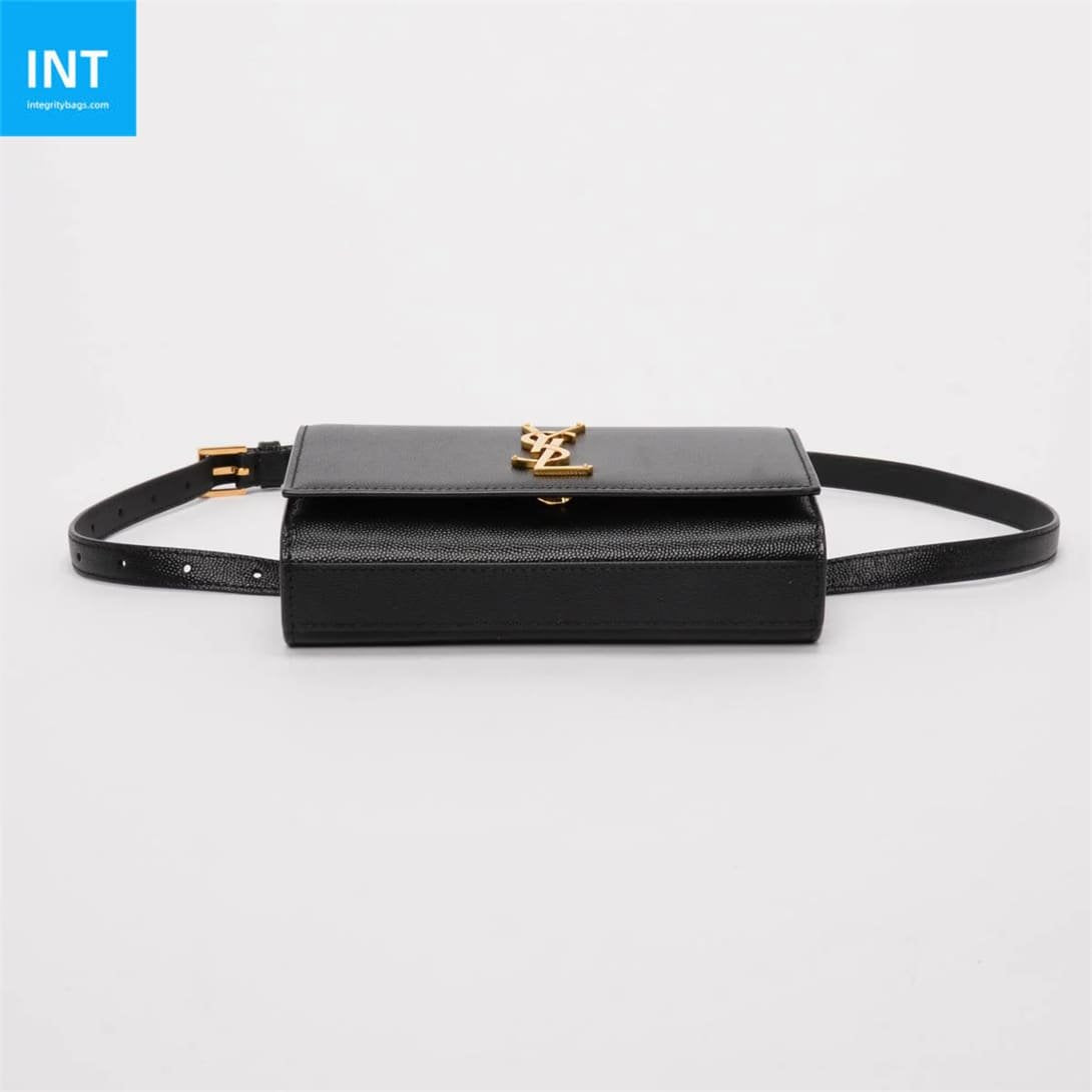 Saint Laurent Black Grain de Poudre Kate Belt Bag