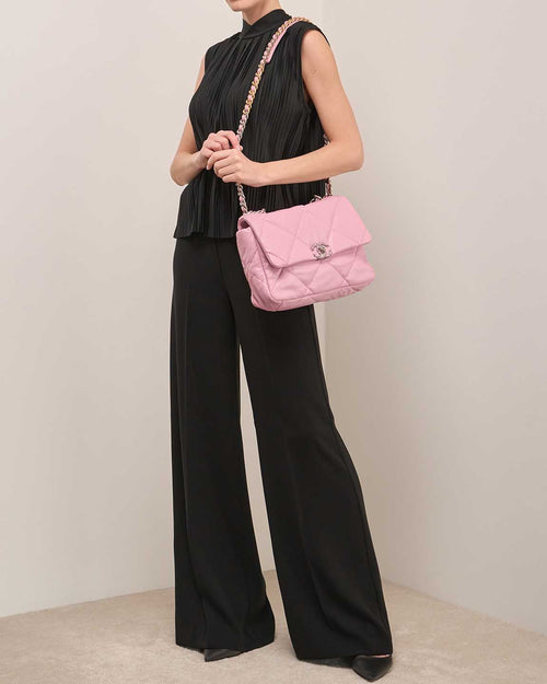 Chanel 19 Large Flap Bag Lamb Pink