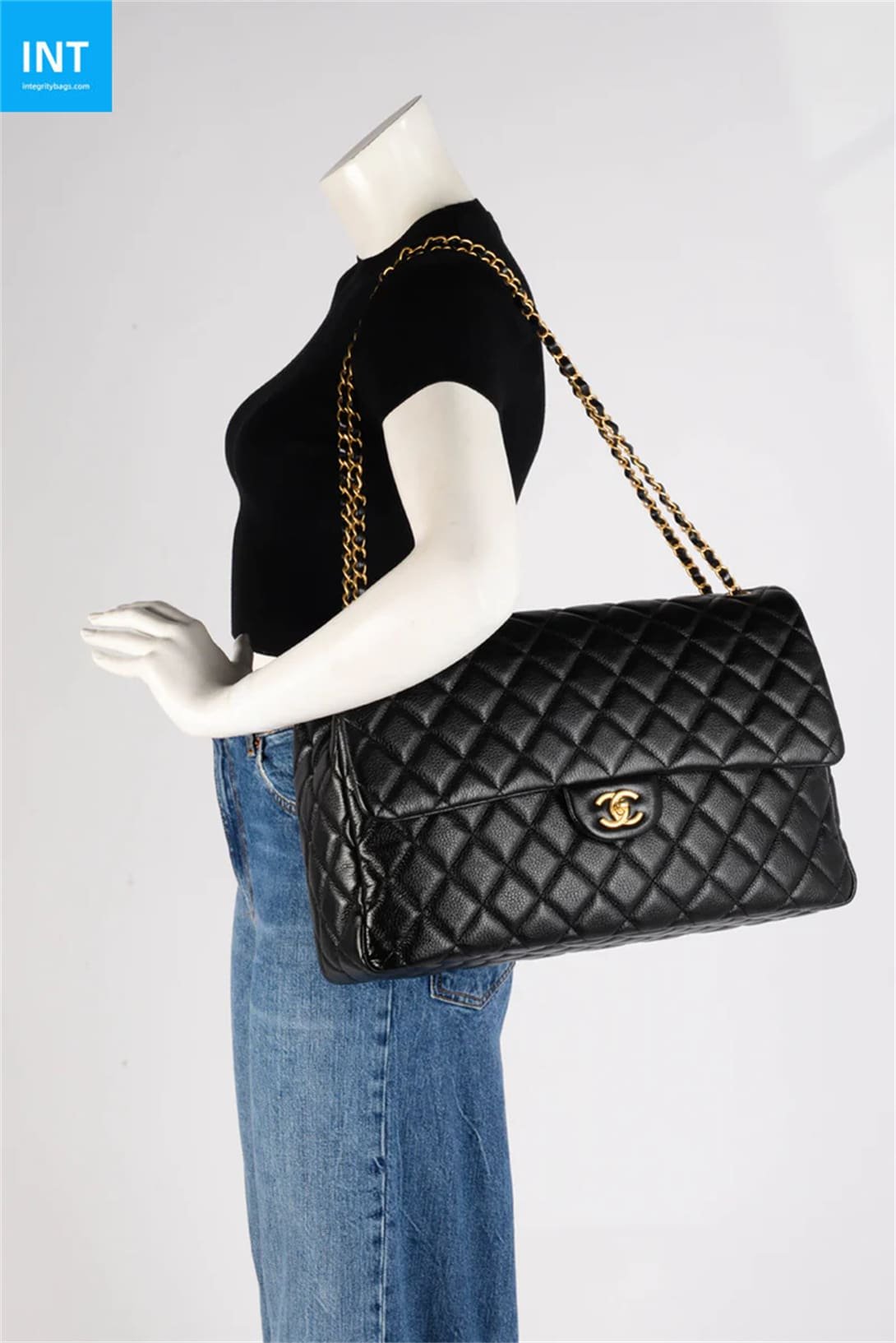 Chanel Black Quilted Caviar Small XXL Travel Flap Bag