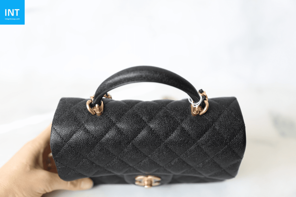 Chanel Top Handle Mini Rectangular, Black Caviar with Matte Gold Hardware