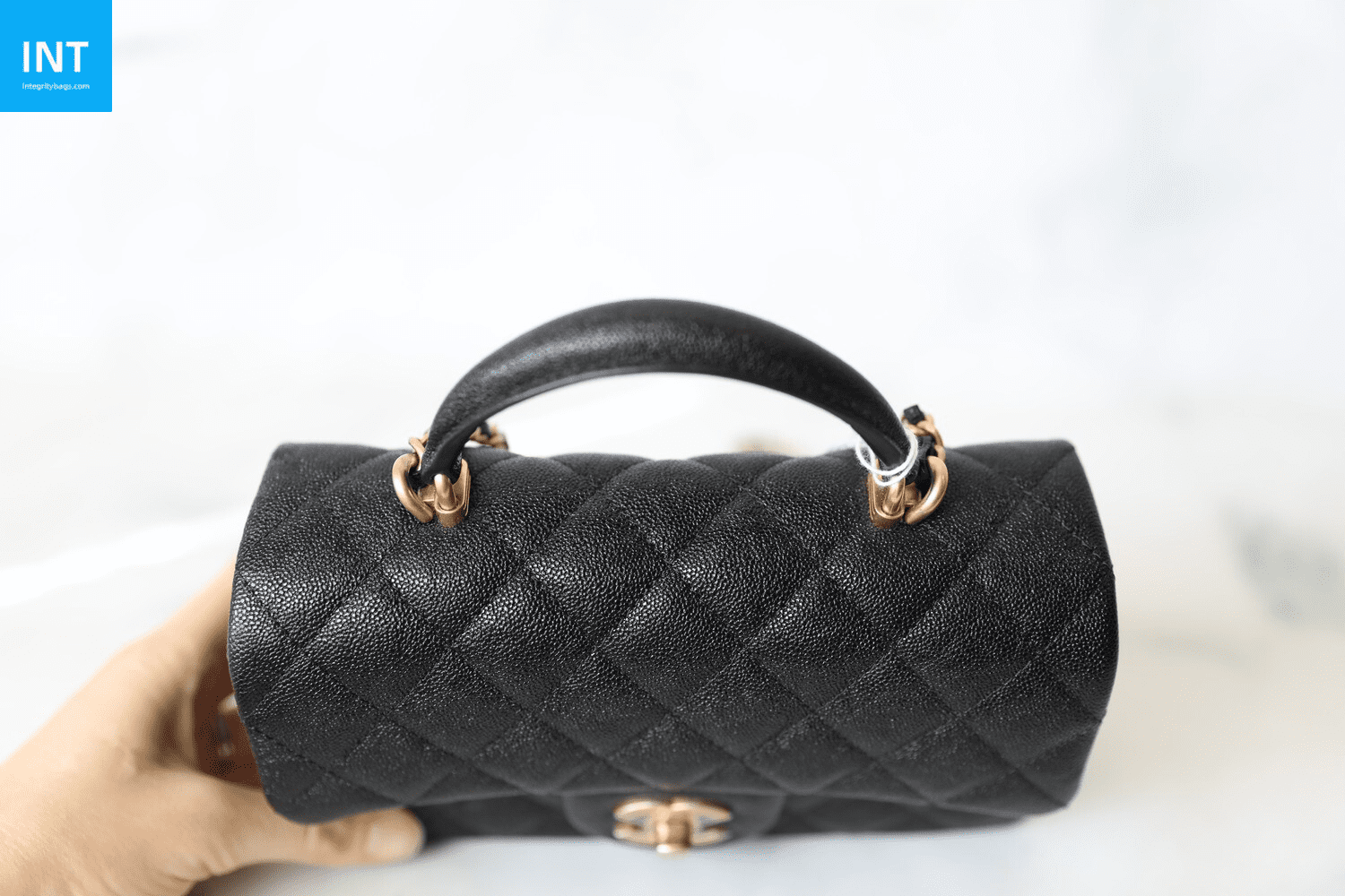Chanel Top Handle Mini Rectangular, Black Caviar with Matte Gold Hardware
