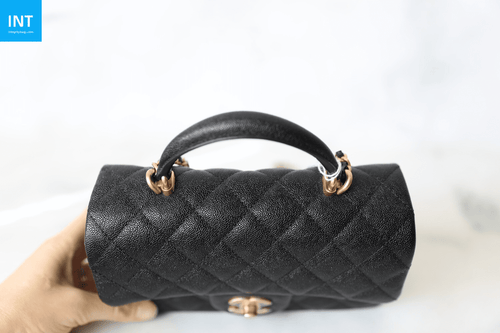 Chanel Top Handle Mini Rectangular, Black Caviar with Matte Gold Hardware