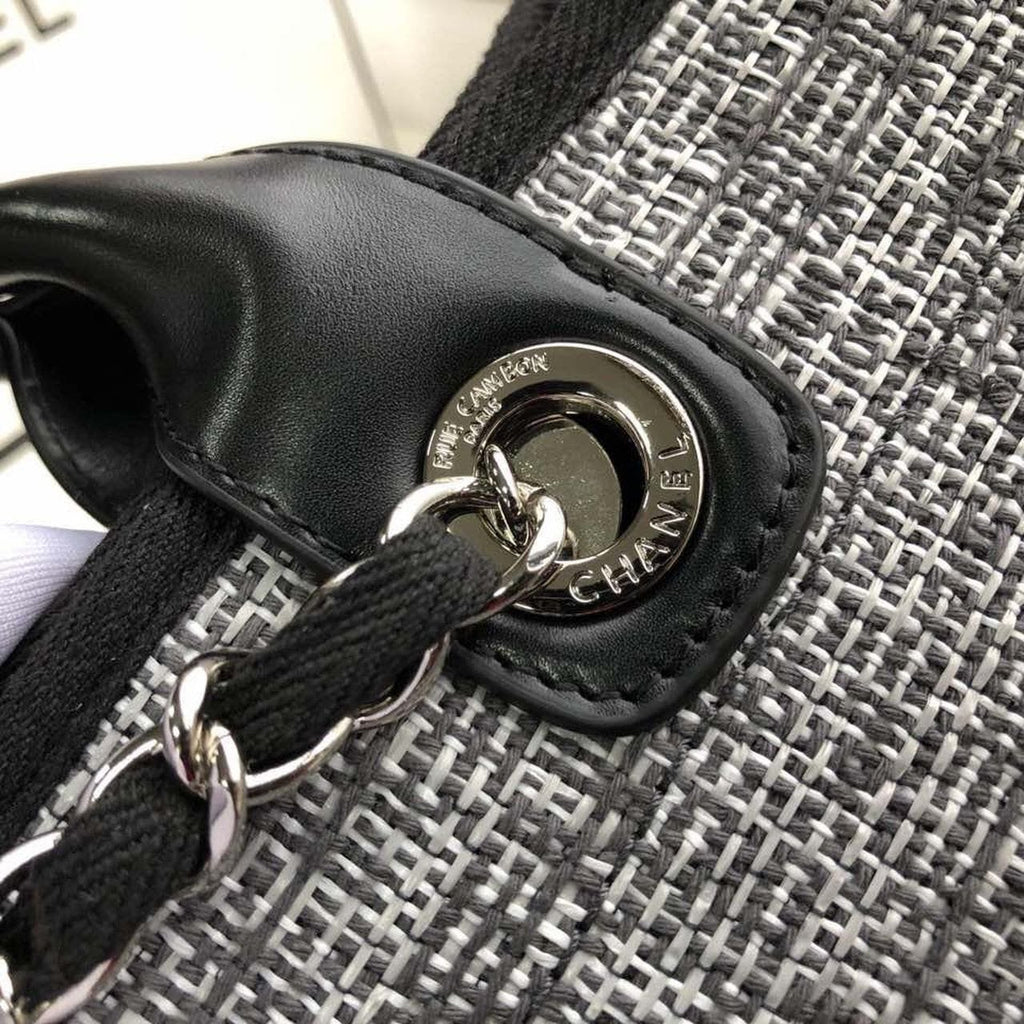 Chanel Deauville Tote Raffia Canvas Bag