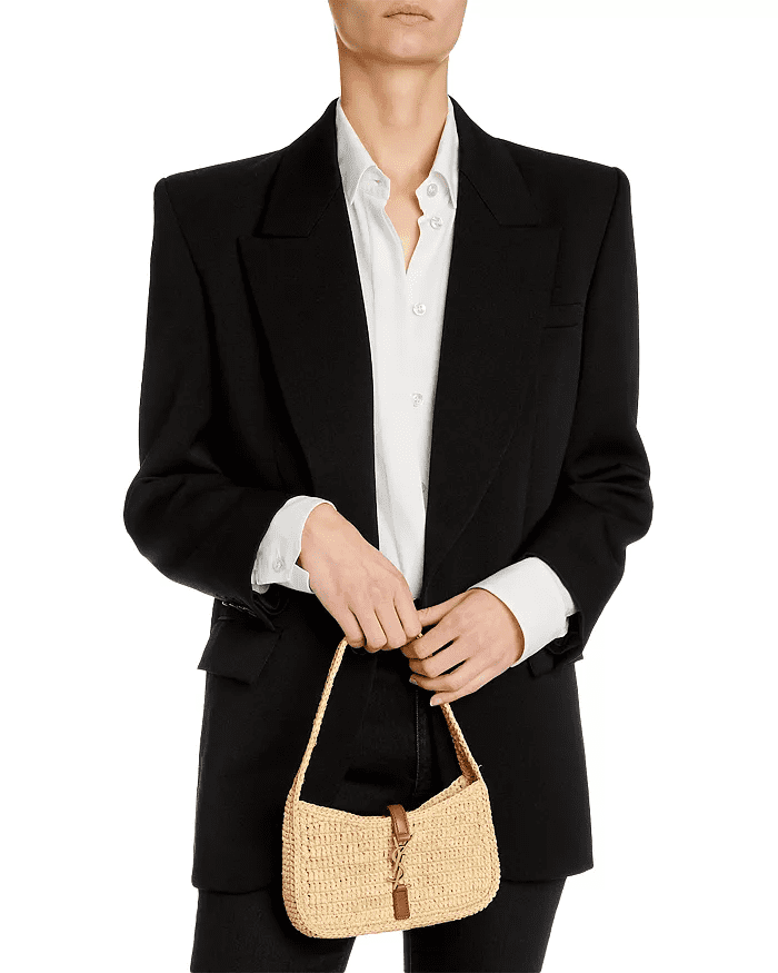 Saint Laurent Le 5 À 7 Mini Hobo in Raffia