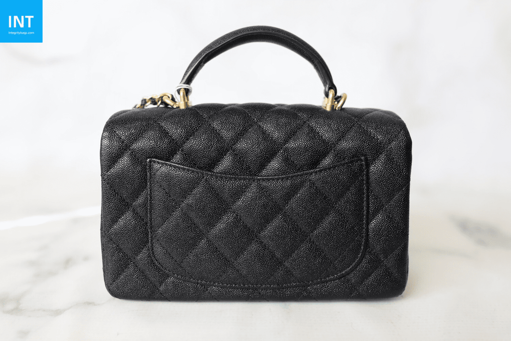Chanel Top Handle Mini Rectangular, Black Caviar with Matte Gold Hardware