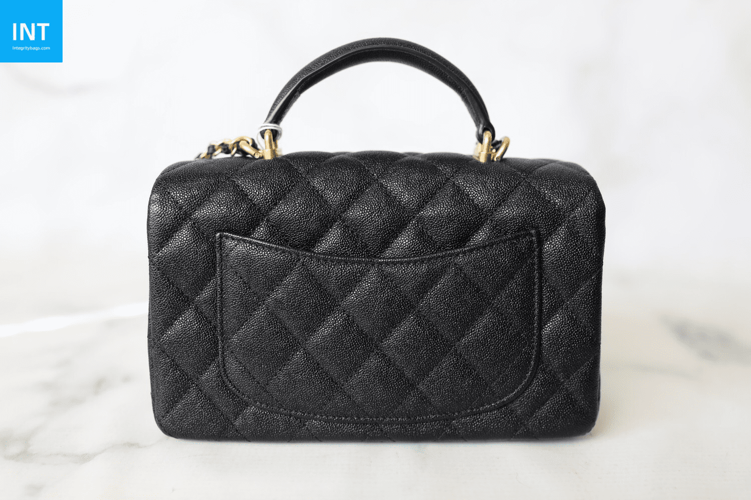 Chanel Top Handle Mini Rectangular, Black Caviar with Matte Gold Hardware