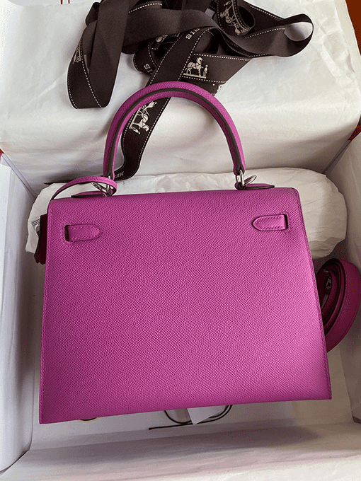 Hermès Kelly Handbag Pink Epsom with Palladium Hardware 25