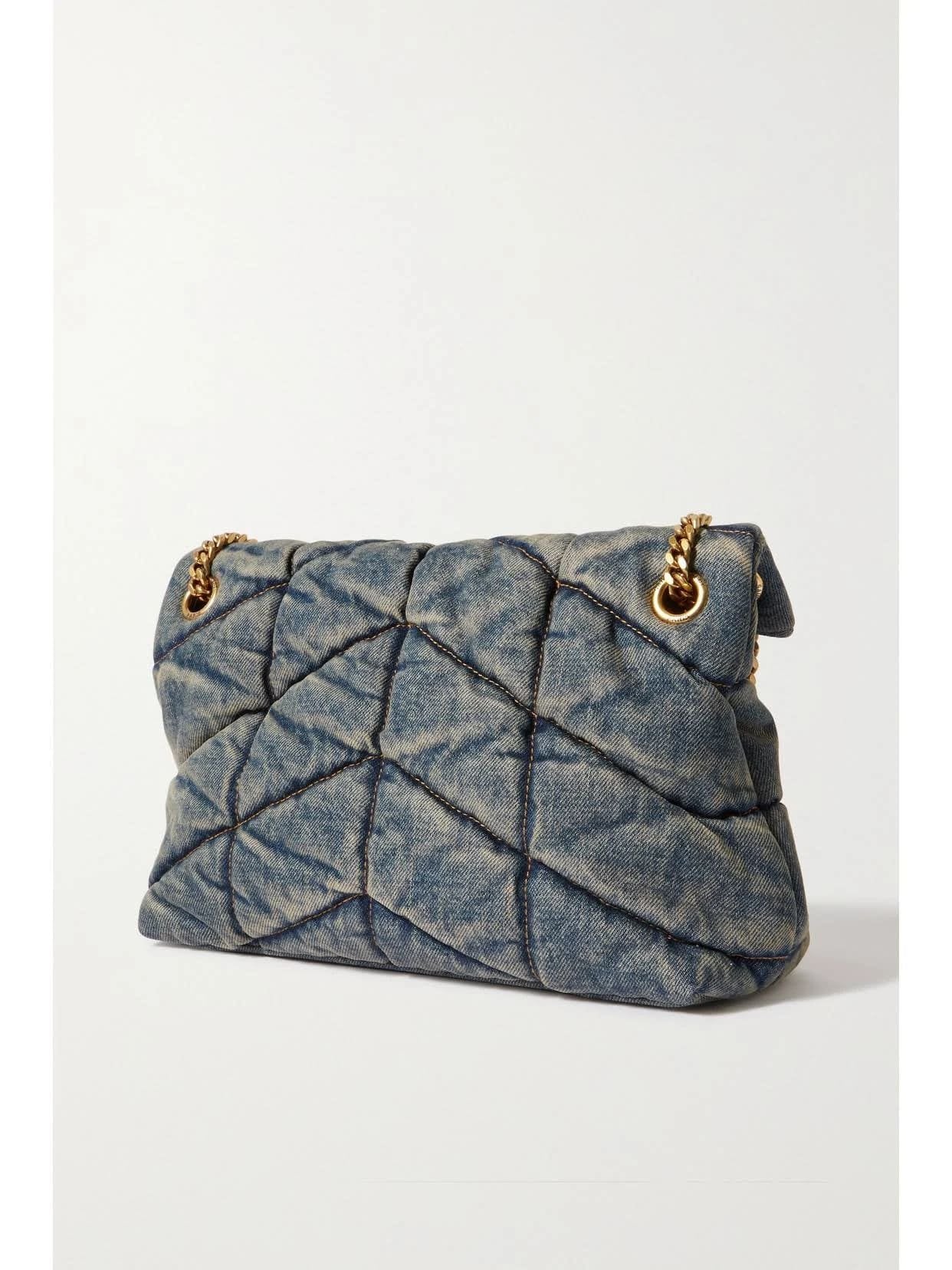 Saint Laurent Denim LouLou Puffer Bag