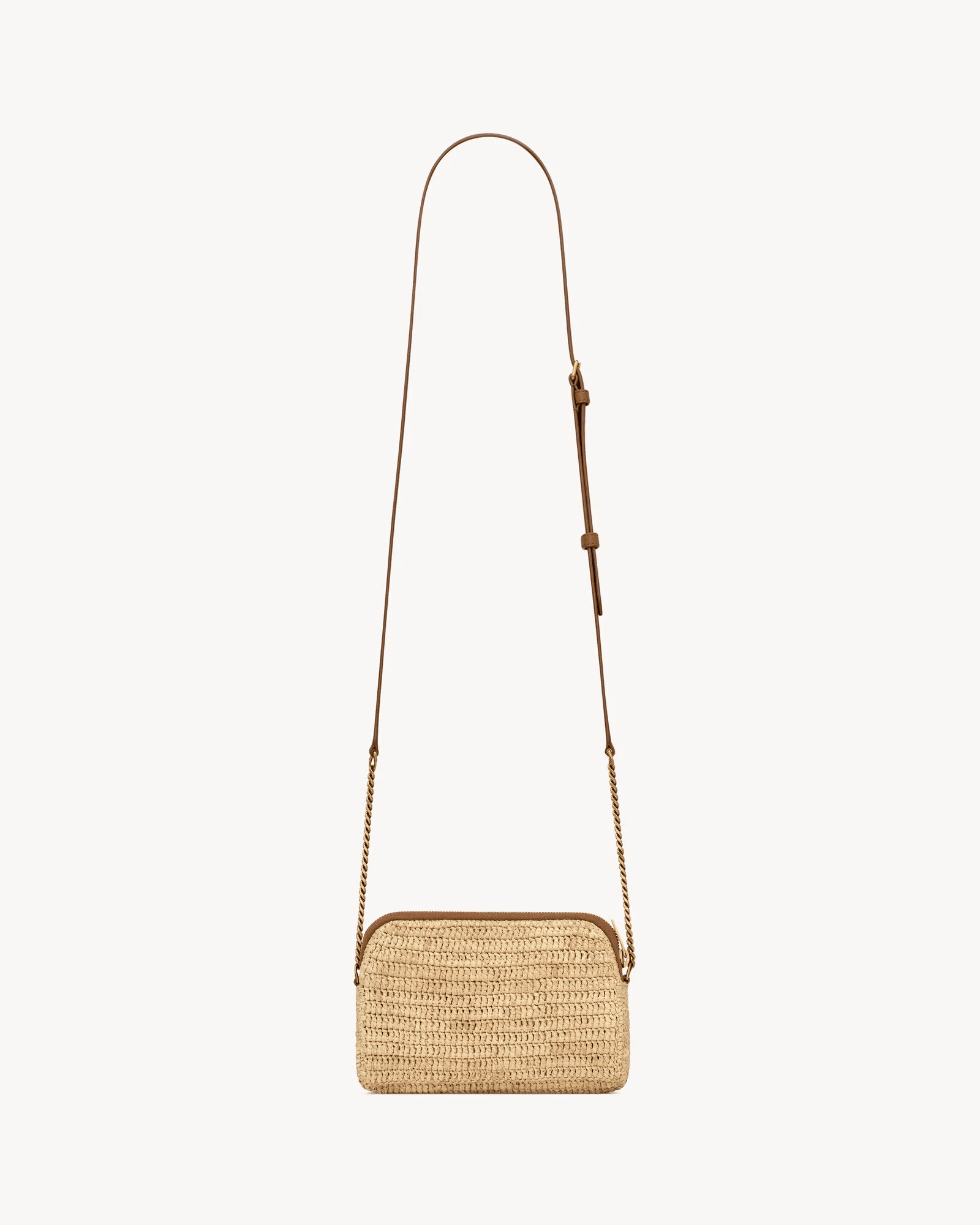 Saint Laurent gaby zipped pouch in raffia