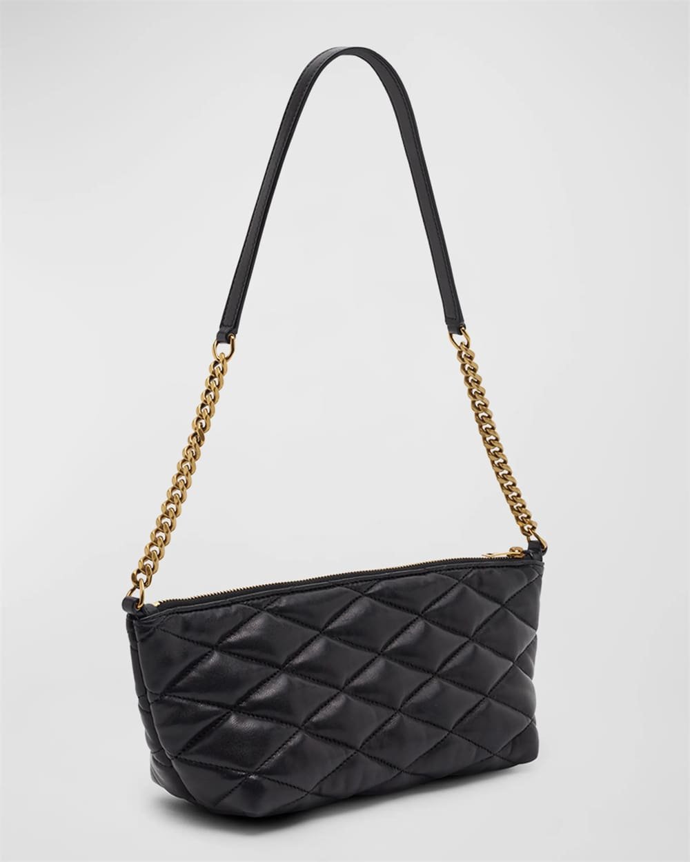 Saint Laurent Ziptop Mini Shoulder Bag in Quilted Smooth Leather