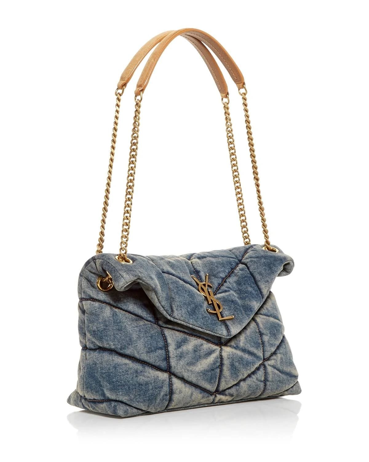 Saint Laurent Denim LouLou Puffer Bag