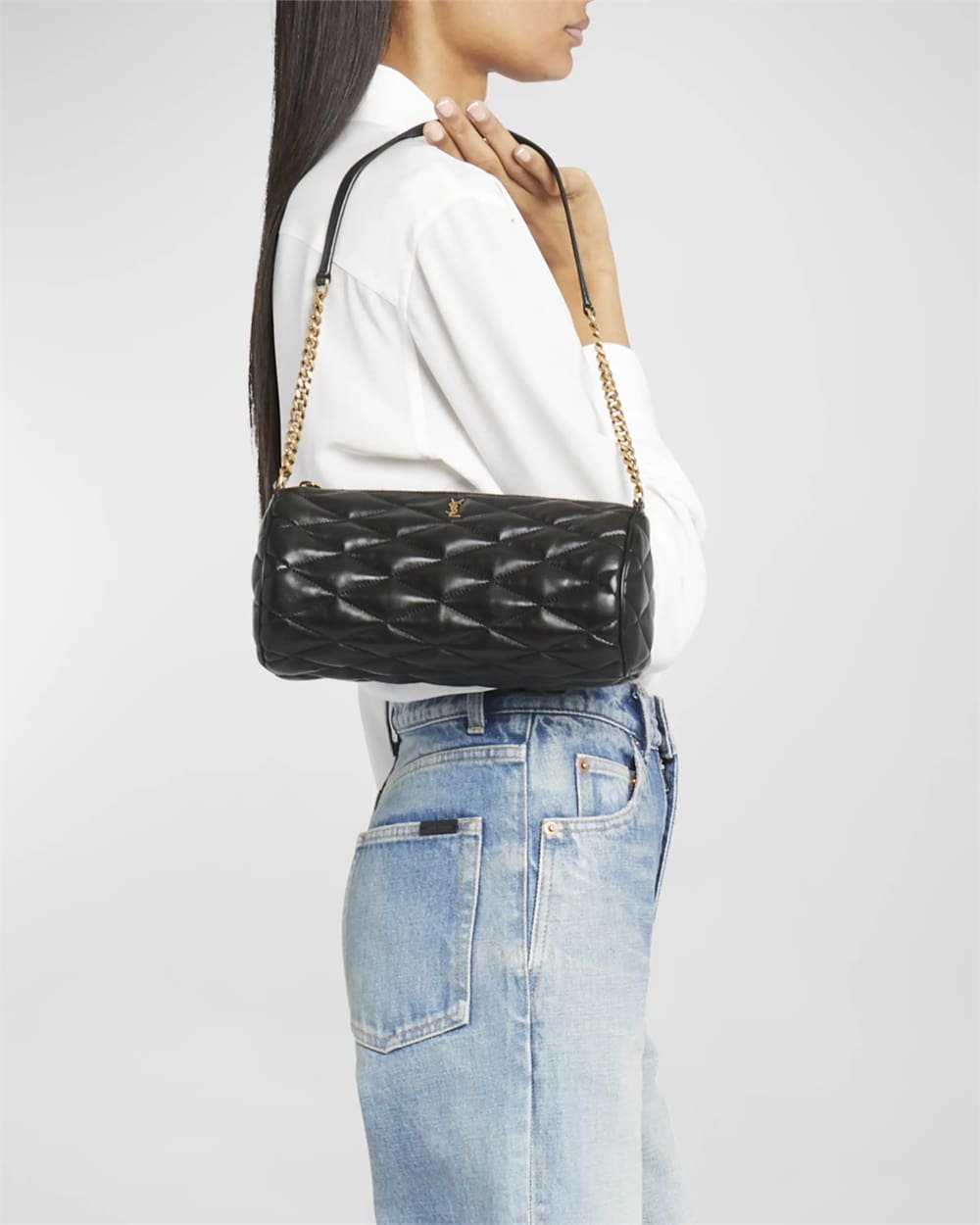 Saint Laurent Sade Medium YSL Tube Shoulder Bag in Quilted Smooth Leather