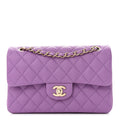 CHANEL Caviar Quilted Small Double Flap Purple