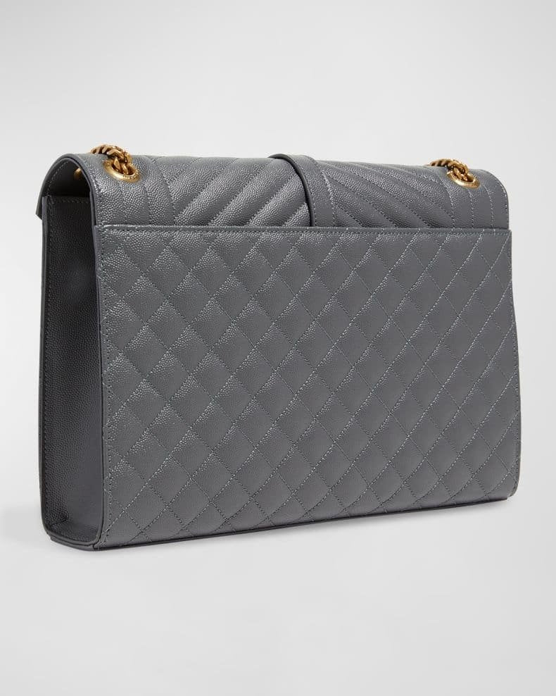 Saint Laurent Envelope Triquilt Large YSL Shoulder Bag in Grained Leather