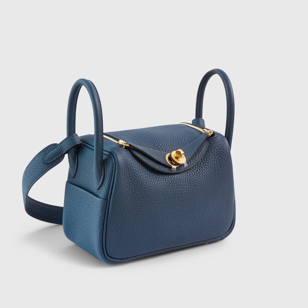 Hermès Lindy 20 Clemence Blue de Prusse Gold Hardware