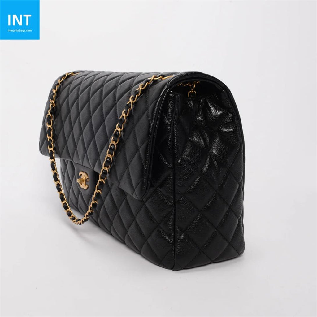 Chanel Black Quilted Caviar Small XXL Travel Flap Bag