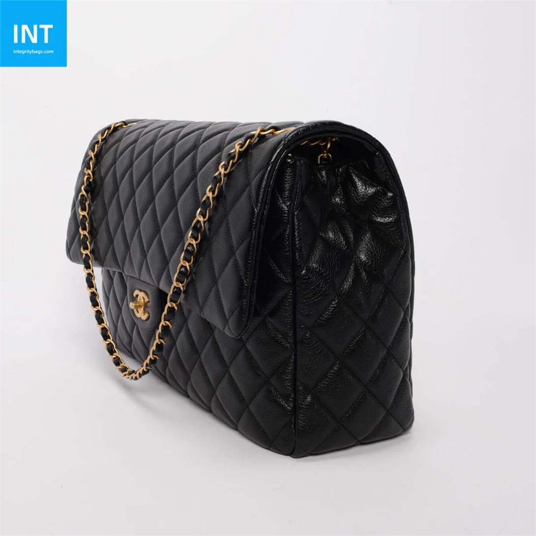 Chanel Black Quilted Caviar Small XXL Travel Flap Bag