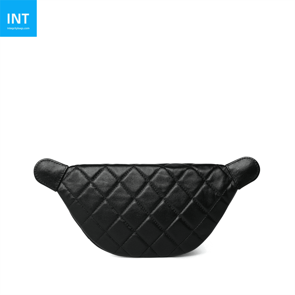 CHANEL 24A Black Lambskin Quilted Waist Bag