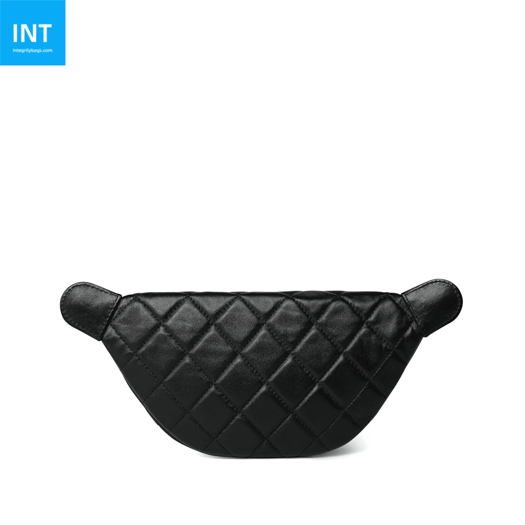 CHANEL 24A Black Lambskin Quilted Waist Bag