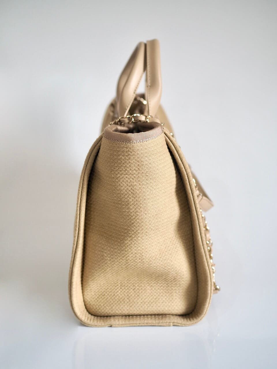 CHANEL Deauville Tote Small Beige Canvas