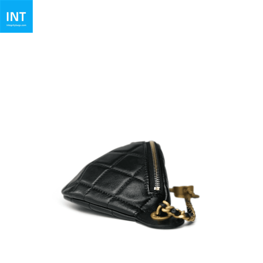 CHANEL 24A Black Lambskin Quilted Waist Bag