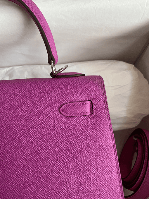 Hermès Kelly Handbag Pink Epsom with Palladium Hardware 25