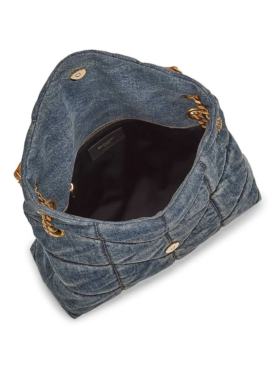 Saint Laurent Denim LouLou Puffer Bag