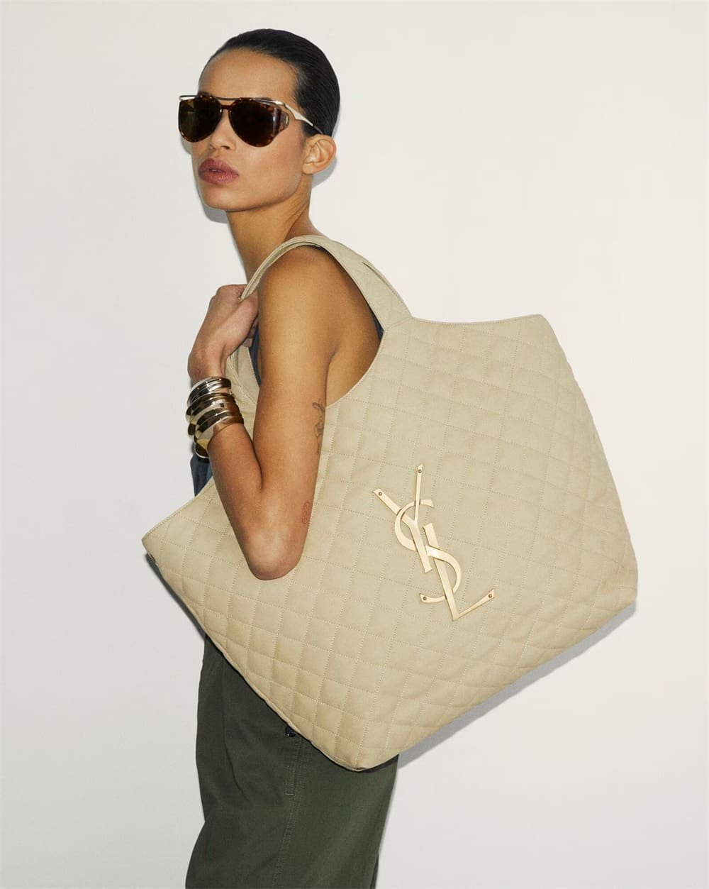 Saint Laurent Nubuck Suede Quilted Maxi Icare Shopping