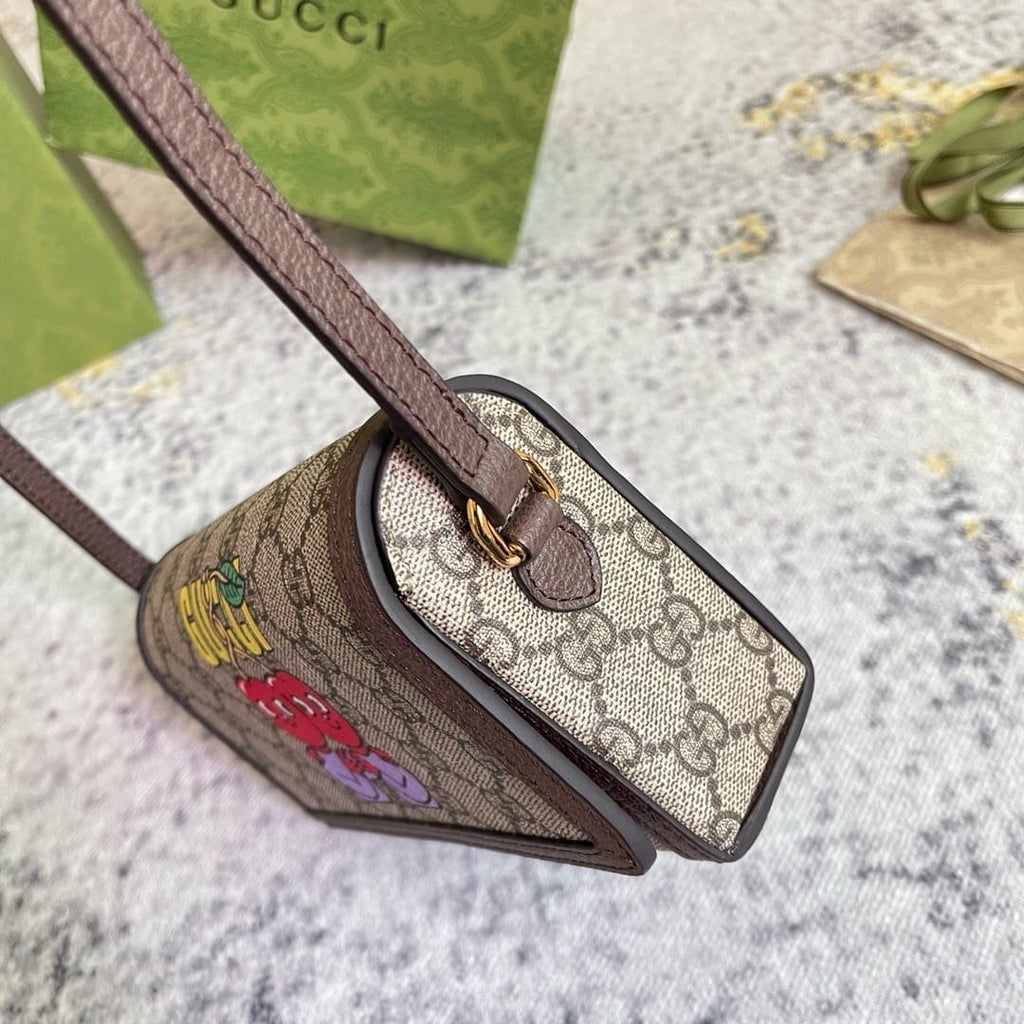 GUCCI Cherry Print Mini Bag In Beige