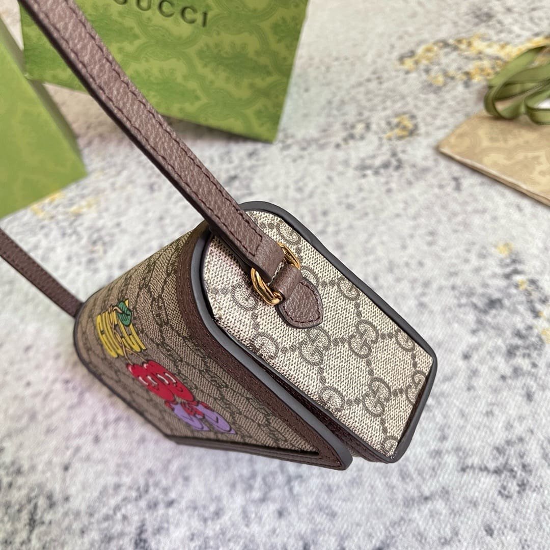 GUCCI Cherry Print Mini Bag In Beige