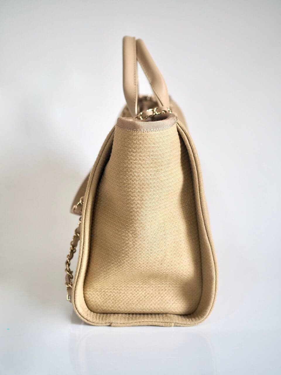 CHANEL Deauville Tote Small Beige Canvas