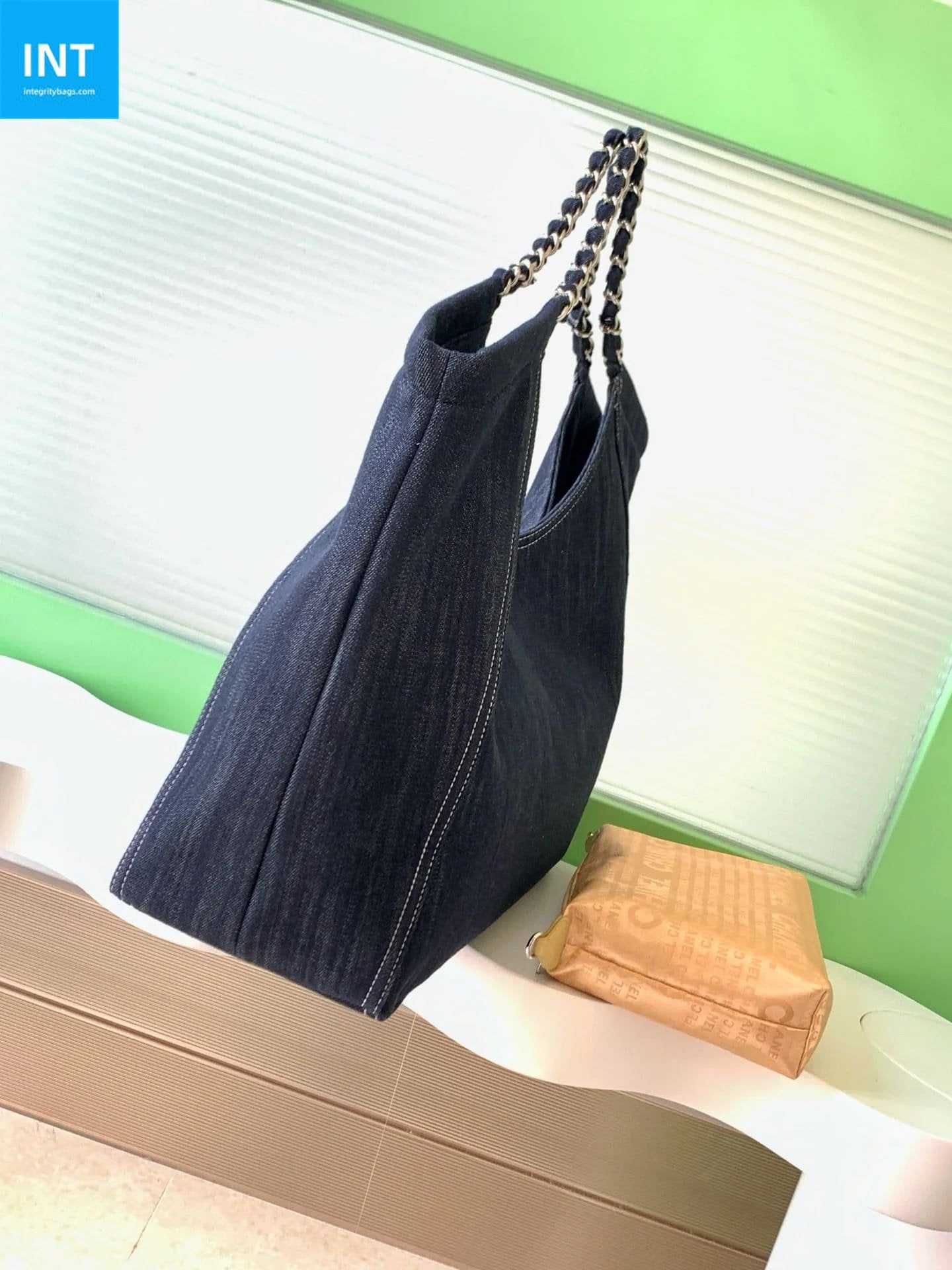 Chanel 25 Tote Bag Navy Blue 48cm Denim Leather