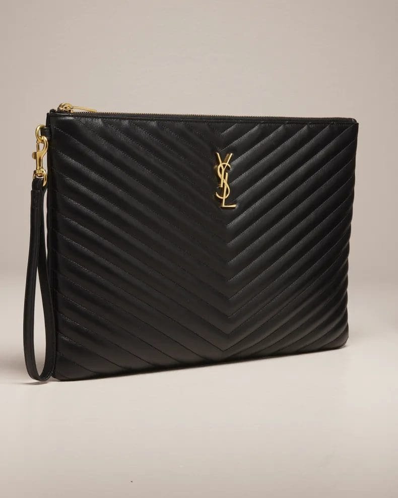 Saint Laurent YSL Monogram Large Pouch in Smooth Leather