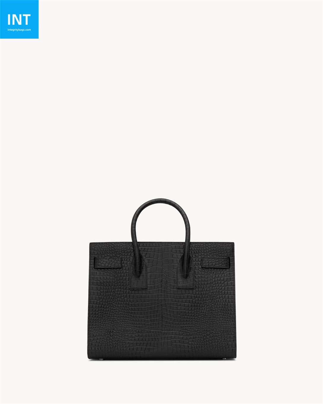 Saint Laurent small sac de jour bag in black crocodile-embossed leather