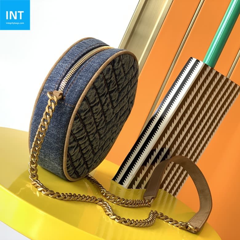 Saint Laurent Round Quilted Denim Crossbody Bag