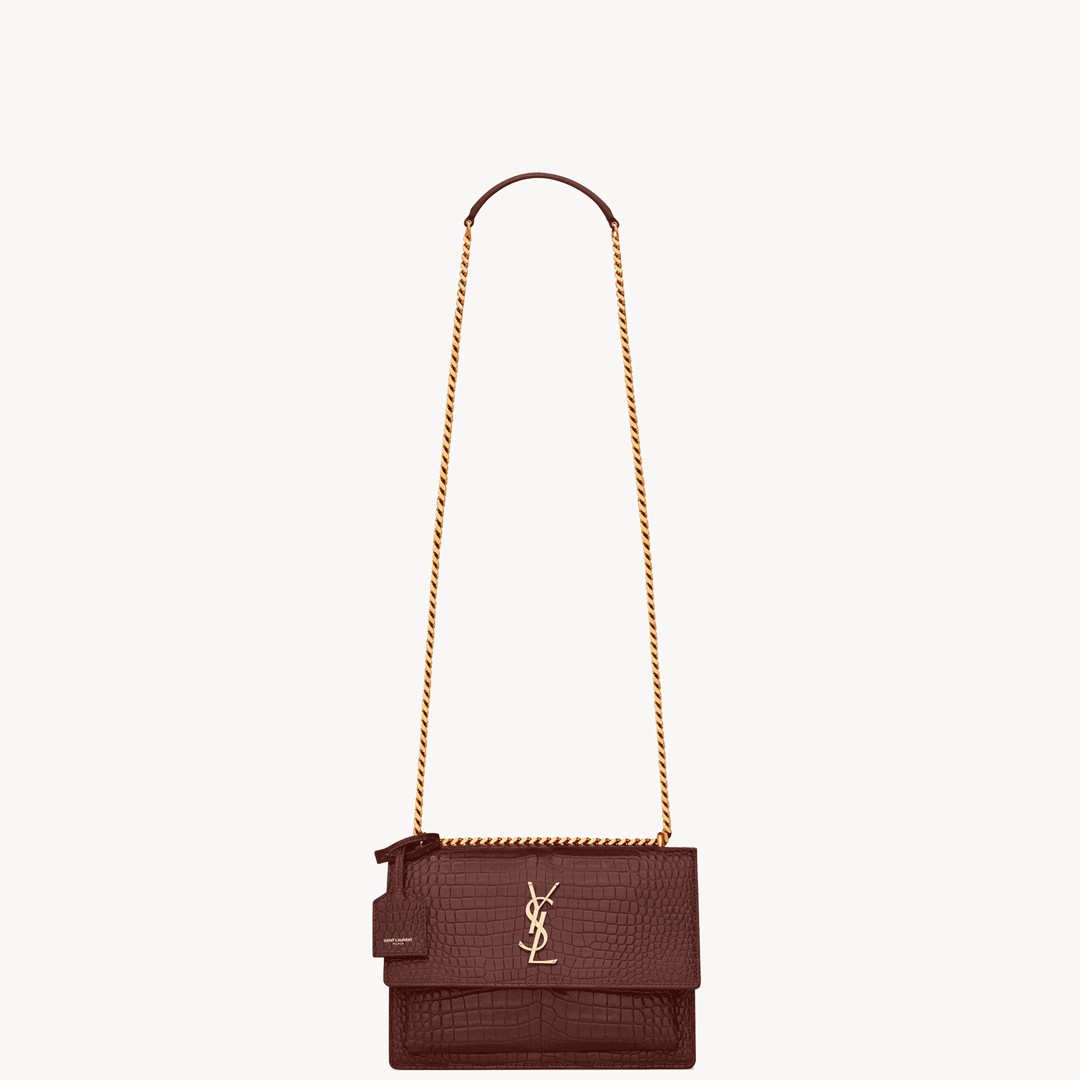 Saint Laurent SUNSET MEDIUM IN CROCODILE-EMBOSSED LEATHER