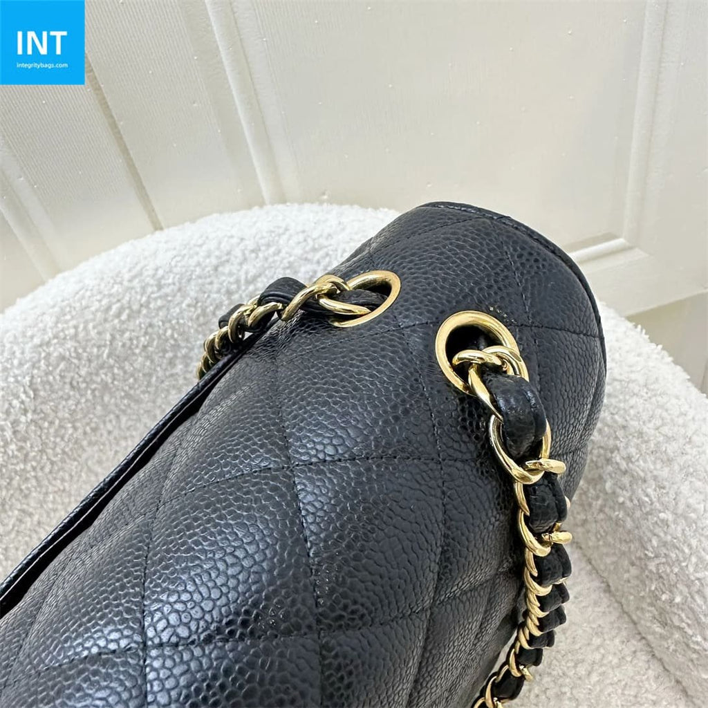 CHANEL Classic Maxi Handbag GRAINED CALFSKIN & GOLD METAL