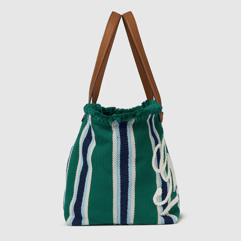 GUCCI EMBROIDERED MEDIUM CANVAS TOTE BAG