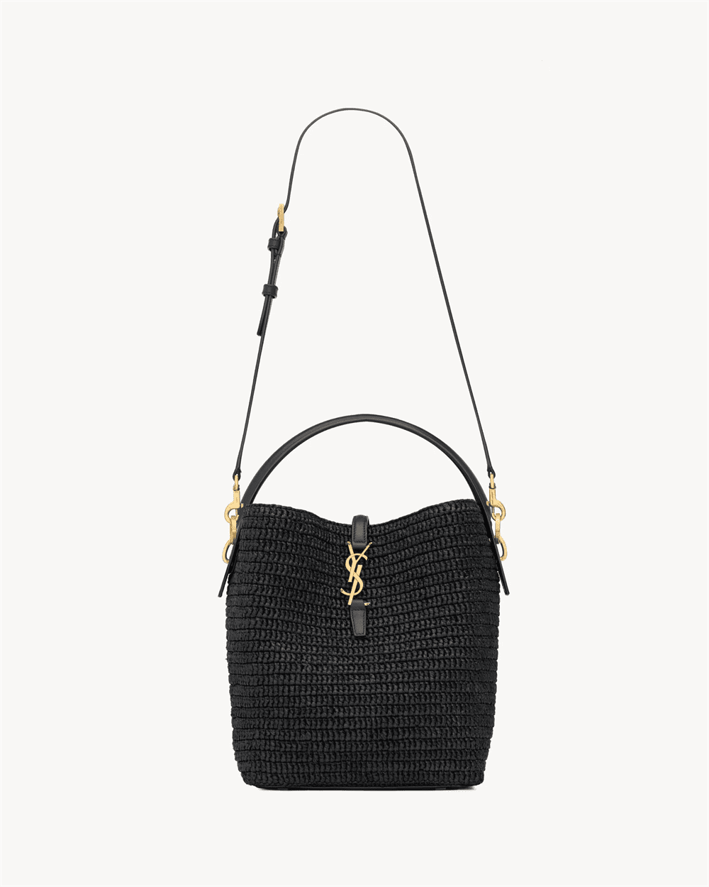 Saint Laurent le 37 in woven raffia and vegetable-tanned leather